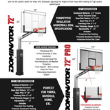 Dominator Pro 72″ Basketball Hoop – Shatterproof Aluminum Backboard