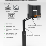 72 inch Fixed Height Basketball Hoop w/ Perforated Aluminium Backboard