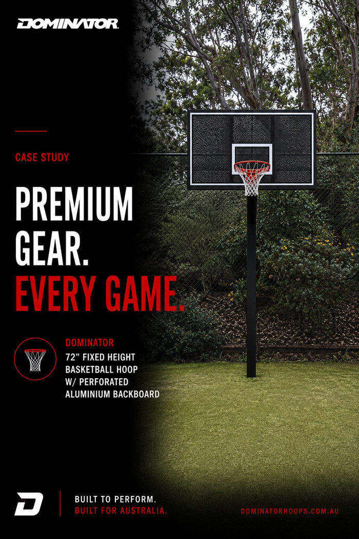 Dominator 72" Fixed Height Basketball Hoop - Perforated Aluminium Backboard