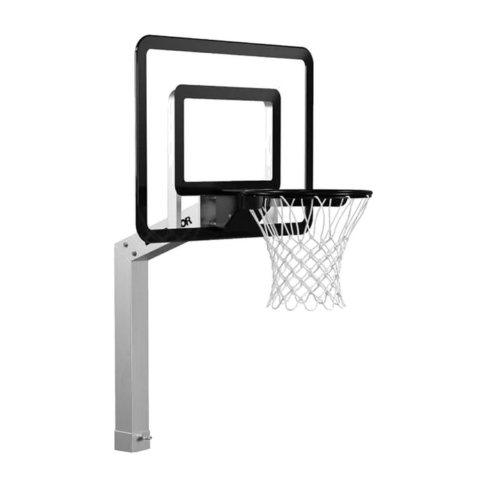 Dominator aluminium poolside basketball hoop with brushed aluminium pole