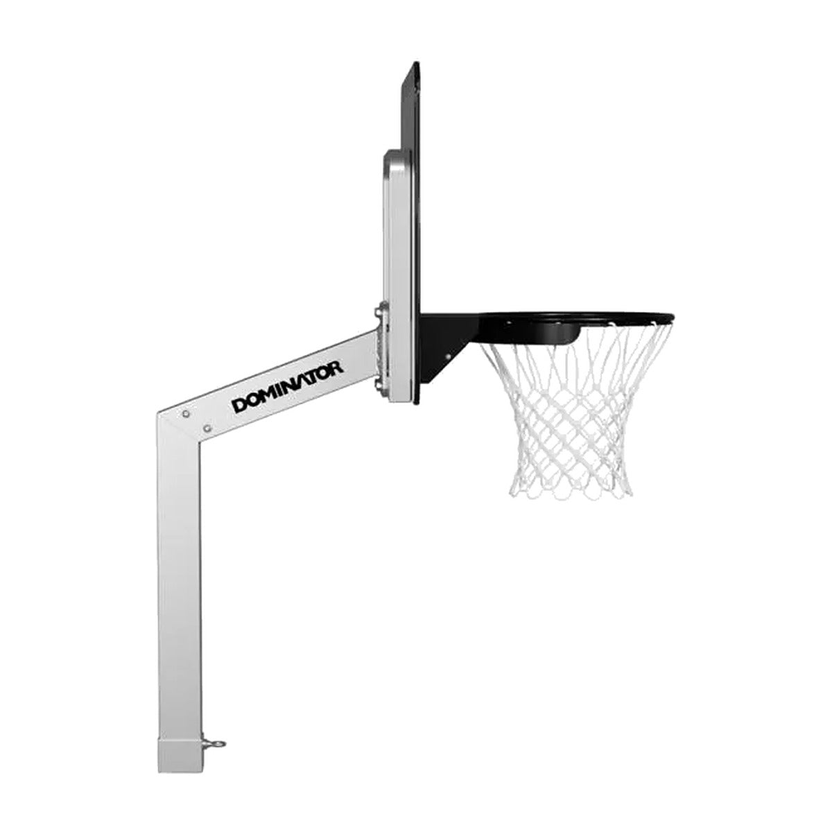 Side view of the Dominator poolside basketball hoop